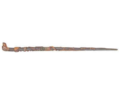 Lot 4 - A 20th century Mexican carved hardwood walking stick.