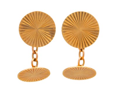 Lot 52 - A pair of 9k gold radiant cut cufflinks.