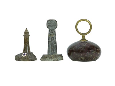 Lot 3 - A Cornish polished serpentine doorstop.