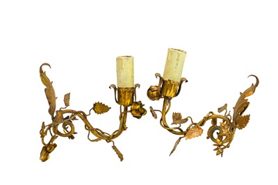 Lot 519 - Four gilt metal single branch wall lights.