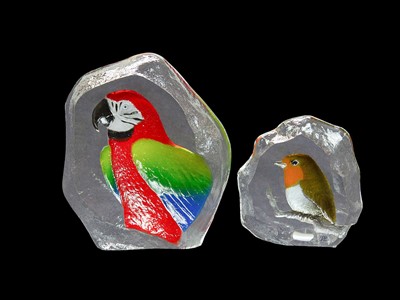 Lot 215 - Two Mats Jonasson for Maleras (Sweden) crystal paperweights.