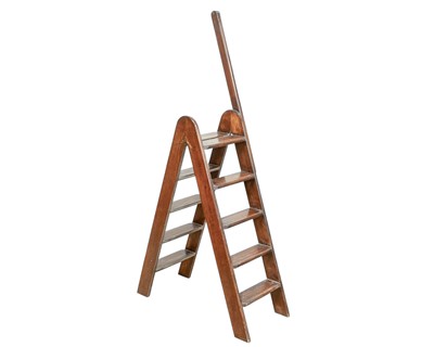 Lot 789 - A set of elm folding library steps.