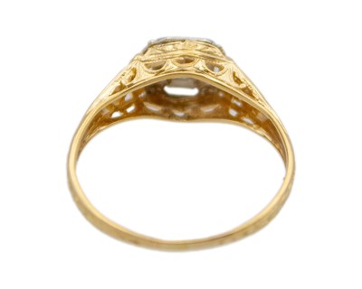 Lot 47 - An antique continental 18k gold with a diamond solitaire ring.