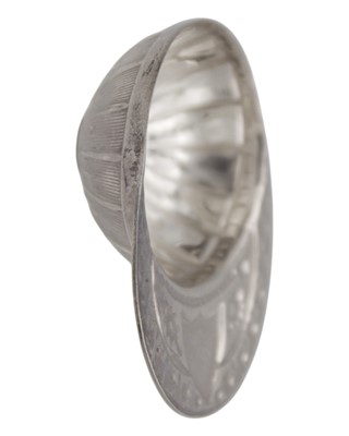 Lot 45 - A George V silver caddy spoon in the form of a jockey's cap, by Thomas Bradbury & Sons Ltd.