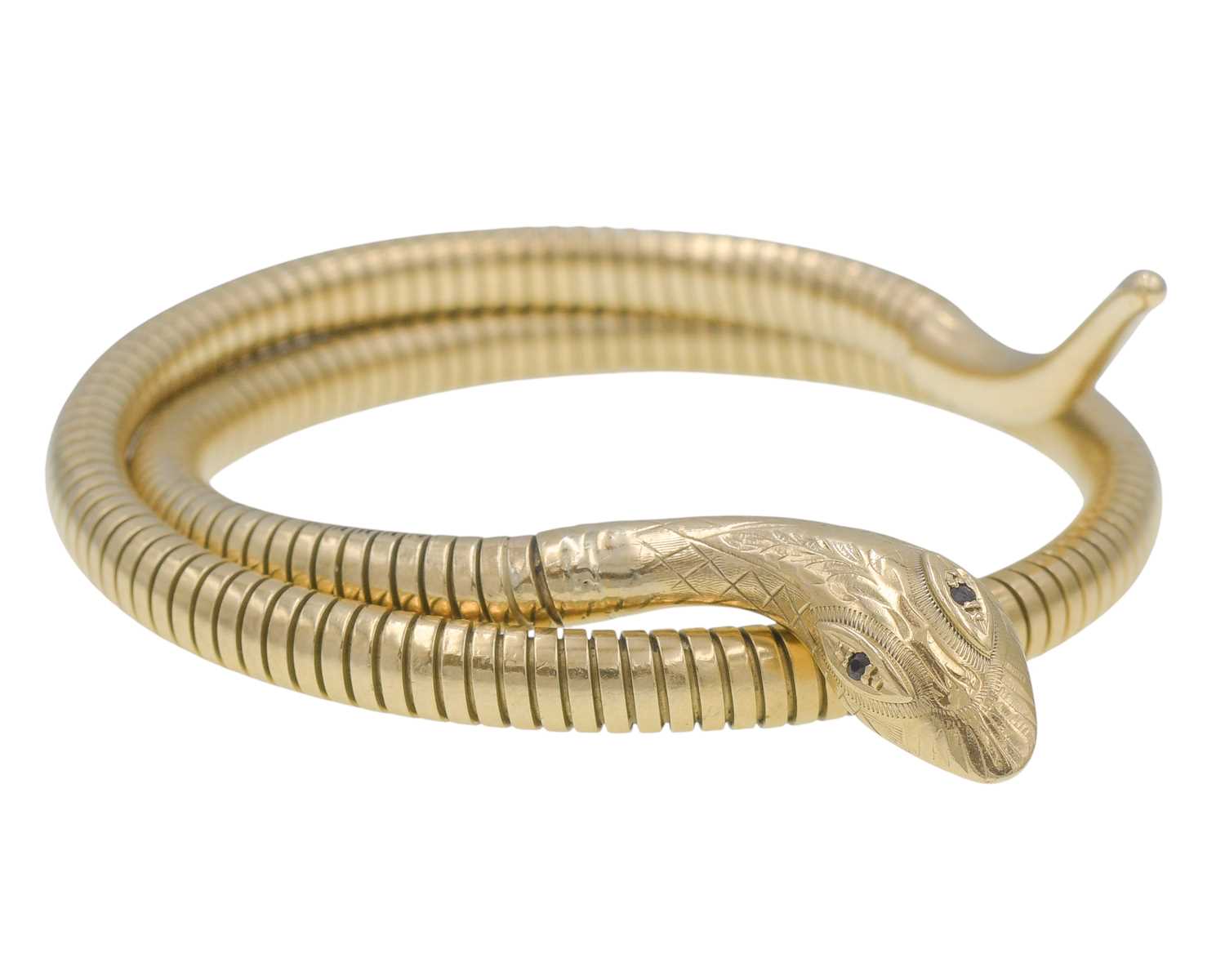Lot 30 - A Victorian snake design omega link bangle.