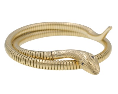 Lot 30 - A Victorian snake design omega link bangle.
