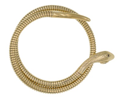 Lot 30 - A Victorian snake design omega link bangle.