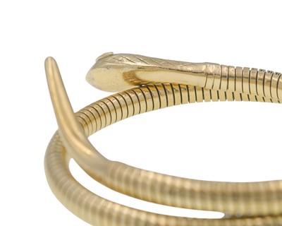 Lot 30 - A Victorian snake design omega link bangle.