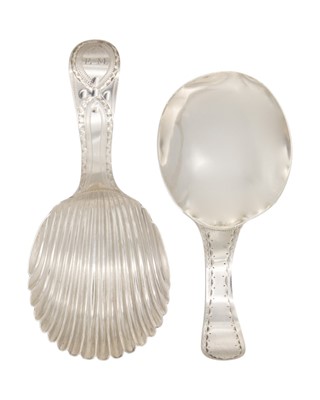 Lot 56 - Two George III silver bright cut caddy spoons by Peter & Ann Bateman.