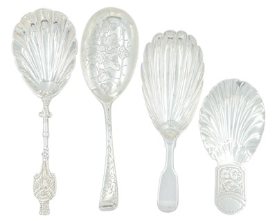 Lot 28 - A selection of four Victorian silver caddy spoons.