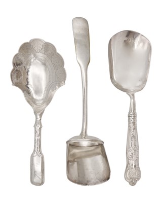 Lot 37 - A selection of three Georgian silver caddy spoons by Joseph Taylor.