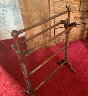 Lot 3113 - A Victorian mahogany towel rail with spiral...