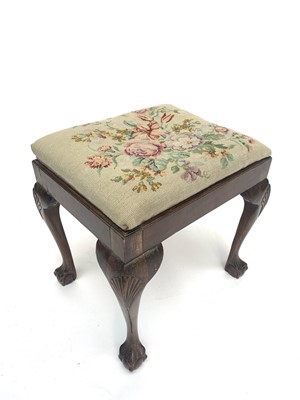 Lot 3107 - A George III style beech and walnut stool,...