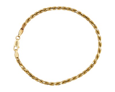 Lot 27 - An 18k gold rope link bracelet.