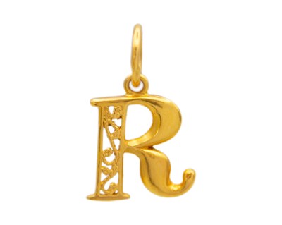 Lot 40 - A high-purity gold letter 'R' pendant.