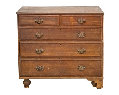 Lot 672 - A late George III oak and crossbanded chest.
