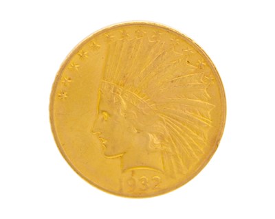 Lot 186 - A USA 1932 Eagle Indian Head ten-dollar gold coin.