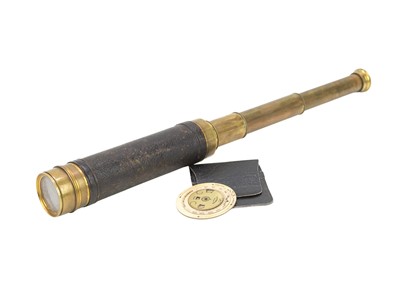 Lot 122 - A brass three draw telescope.