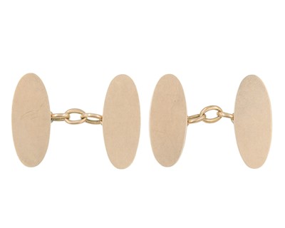 Lot 255 - A pair of 9k rose gold cufflinks.