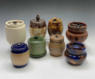 Lot 25 - A Doulton Lambeth Silicon Ware tobacco jar and...