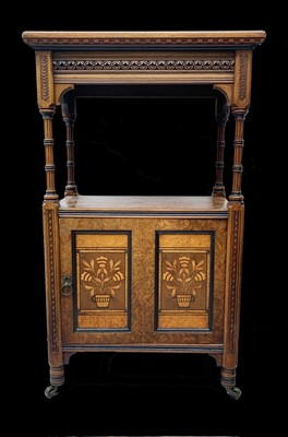 Lot 3199 - A Victorian burr walnut music cabinet possibly...