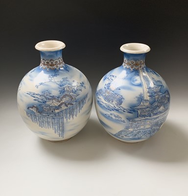 Lot 102 - A large pair Japanese Satsuma earthenware...