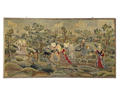 Lot 655 - A large late 19th century woolwork panel.