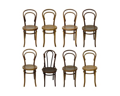 Lot 975 - A matched set of eight bentwood bistro chairs.