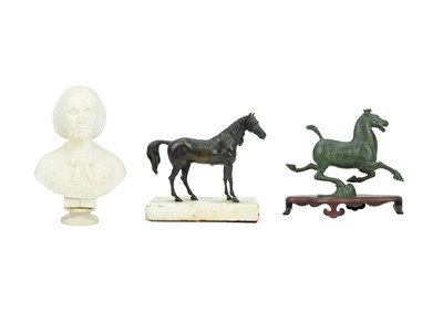 Lot 53 - A Chinese bronze flying horse of Gansu.