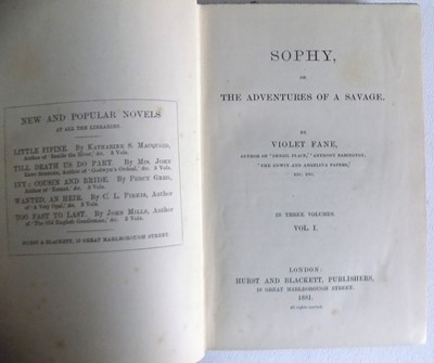 Lot 1378 - VIOLET FANE. "Sophy, or, The Adventures of a...