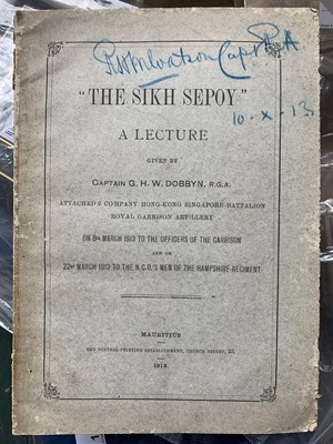 Lot 1428 - "The Sikh Sepoy." A lecture given by Captain G....