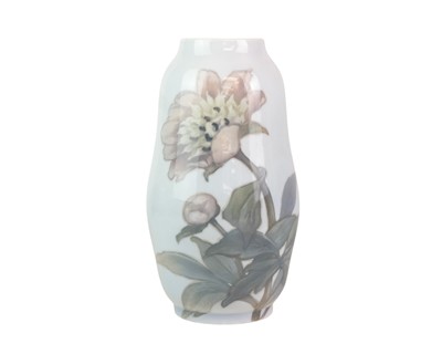 Lot 555 - A large Royal Copenhagen vase with floral decoration.