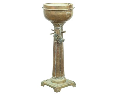 Lot 852 - A late 19th century ship's brass binnacle pedestal.