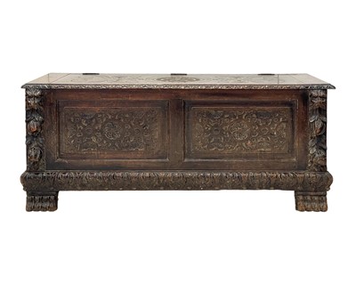Lot 786 - A Continental oak chest.