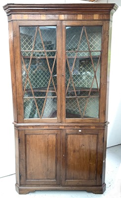 Lot 3176 - A George III oak standing corner cupboard,...