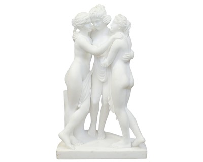 Lot 116 - After Canova, a carved white marble group, The Three Graces.