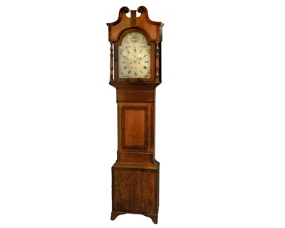 Lot 764 - A 19th century oak and mahogany banded eight day longcase clock.