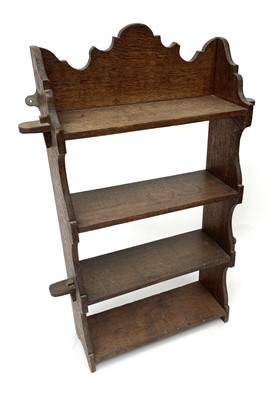 Lot 3117 - A rare oak open bookcase, with three fitted...