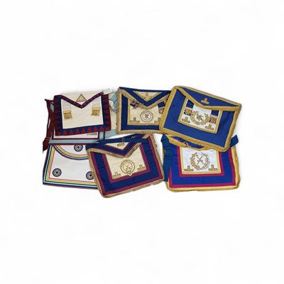 Lot 100 - A Collection of Masonic aprons and sashes.