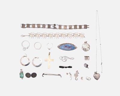 Lot 61 - A selection of silver and white metal jewellery, some stone set.