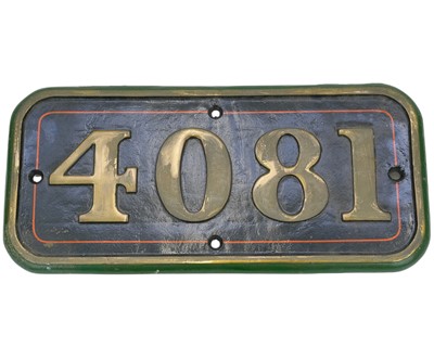 Lot 277 - A Great Western Railway brass cabside numberplate 4081.