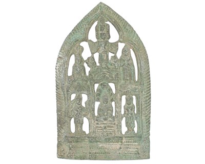 Lot 350 - A South East Asian pierced bronze votive plaquette.