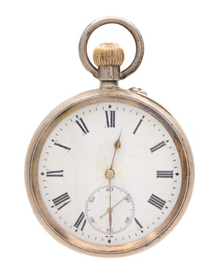 Lot 703 - J. W. BENSON - A Swiss .935 silver cased keyless wind, open face, lever pocket watch.