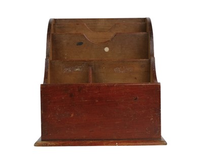 Lot 54 - An Edwardian stained pine desk top stationary rack.
