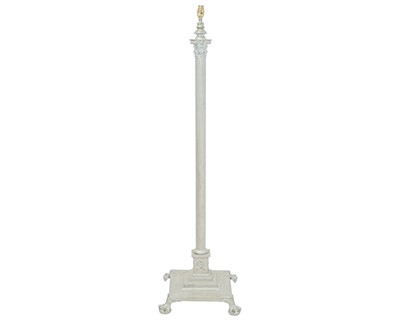 Lot 812 - A heavy cast brass Corinthium column standard lamp.