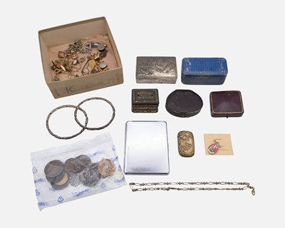 Lot 60 - A group of items to include a little costume jewellery, coins, antique jewellery boxes etc.