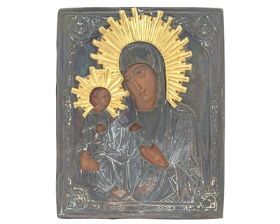 Lot 125 - A Russian icon, painted the Mother of God of Kazan.