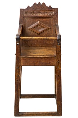 Lot 814 - A child's oak high chair.