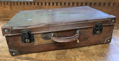 Lot 2832 - A large handsome brown leather suitcase with...