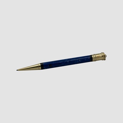 Lot 106A - A Parker Duofold propelling pencil in lapis lazuli with gold-filled cone and cap.